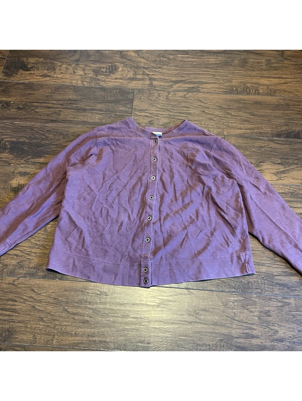 LL BEAN Vintage Button Up Cardigan Sweater Cotton Blend Purple Size XL